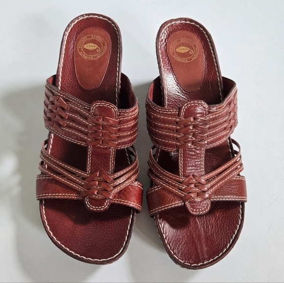 Nurture by Lamaze Shoes - Nurture red leather slip on heeled sandals braided like new sz 8.5